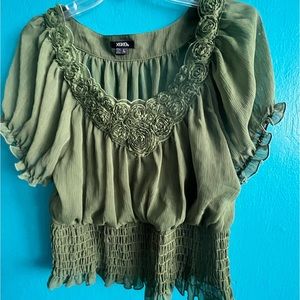 XOXO- Olive Green Blouse Large